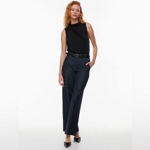 Babaton Boardroom Top Sleeveless Drapey Cowl Neck Black Top